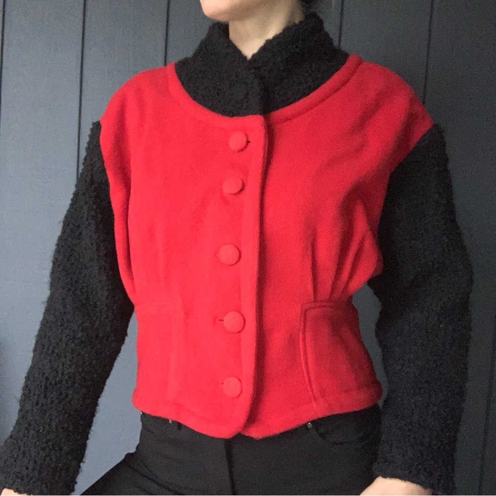 Vintage Faust black and red bomber jacket Sz S